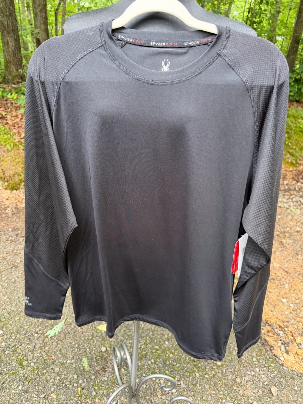 Spyder Swim Black Rash Guard Top with Red Accent